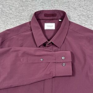 7 Diamonds Shirt Mens Medium Burgundy Liberty 4 Way Stretch Long Sleeve